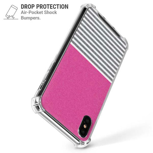 Pink and Grey Stripes iPhone XS Max Clear Case